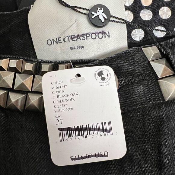 One Teaspoon BLACK OAK STUDDED ROCKO LONG LENGTH DENIM SKIRT/ size 27 - Picture 8 of 8